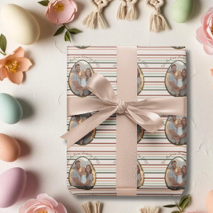 Boho Pasen gepersonaliseerde foto en naam Cadeaupapier