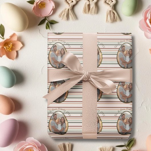 Boho Pasen gepersonaliseerde foto en naam Cadeaupapier