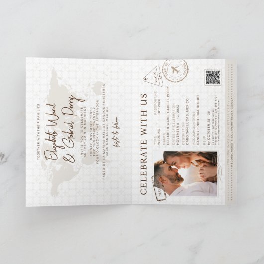 Boho Paspoort Bestemming QR Code Bruiloft (Binnen)