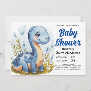 Boho Pastel Afdrukbare Dinosaurus Boy Baby shower Kaart