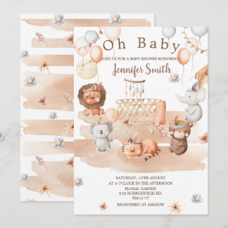 Boho pastel beesten mobiel baby shower Oh Baby Kaart