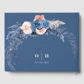 Boho pastel blauw & blush chique bruiloft gastenboek (Achterkant)