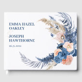 Boho pastel blauw & blush chique bruiloft gastenboek (Voorkant)