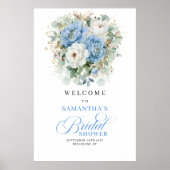 Boho Pastel Blauwe Bloemen Bruiloft Feest Verwelko Poster (Voorkant)