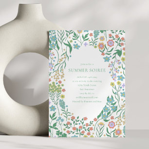Boho Pastel Blauwe Wilde Bloem Wispelturige Zomer Kaart