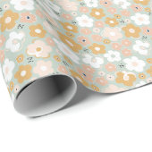 Boho Pastel Bloem Meisjesachtig Retro Cadeaupapier (Rol Hoek)
