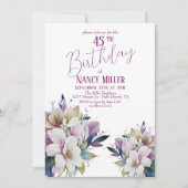 Boho Pastel Bloemen 45e Verjaardag Uitnodiging (Voorkant)