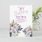 Boho Pastel Bloemen 45e Verjaardag Uitnodiging (Staand voorkant)
