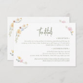 Boho Pastel bloemen Elegante Kalligrafie Trouwen Informatiekaartje (Voorkant / Achterkant)