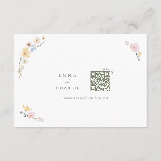 Boho Pastel bloemen Elegante Kalligrafie Trouwen Informatiekaartje (Achterkant)