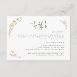 Boho Pastel bloemen Elegante Kalligrafie Trouwen Informatiekaartje