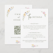 Boho Pastel bloemen Elegante Kalligrafie Wedding E Informatiekaartje (Voorkant / Achterkant)