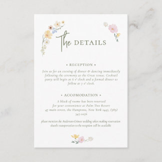Boho Pastel bloemen Elegante Kalligrafie Wedding E Informatiekaartje