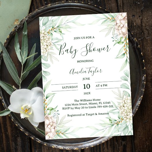 Boho Pastel Bloemen Genderneutraal Baby shower Kaart