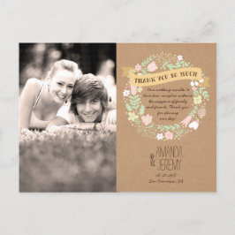 Boho pastel bloemenkrans rustieke bruiloft briefkaart