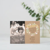 Boho pastel bloemenkrans rustieke bruiloft briefkaart (Staand voorkant)