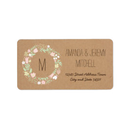 Boho pastel bloemenkrans rustieke bruiloft etiket