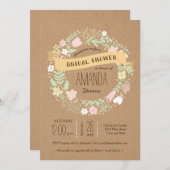 Boho pastel bloemenkrans rustieke bruiloft kaart (Voorkant / Achterkant)