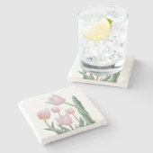 Boho Pastel Bloemmotief Stenen Onderzetter (Zijkant)