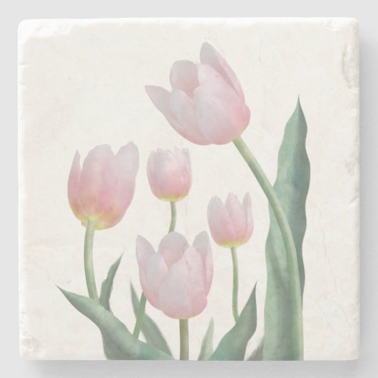 Boho Pastel Bloemmotief Stenen Onderzetter (Voorkant)