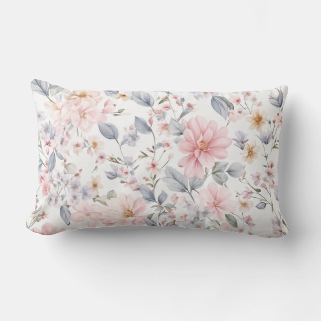  Boho Pastel Bloempatroon Kussen (Voorkant)