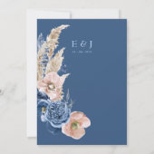 Boho pastel blue en blush chic floral Wedding Kaart (Achterkant)