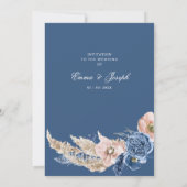 Boho pastel blue en blush chic floral Wedding Kaart (Achterkant)