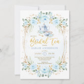 Boho Pastel Blue Flower Vrijgezellenfeest Tea Part Kaart (Voorkant)