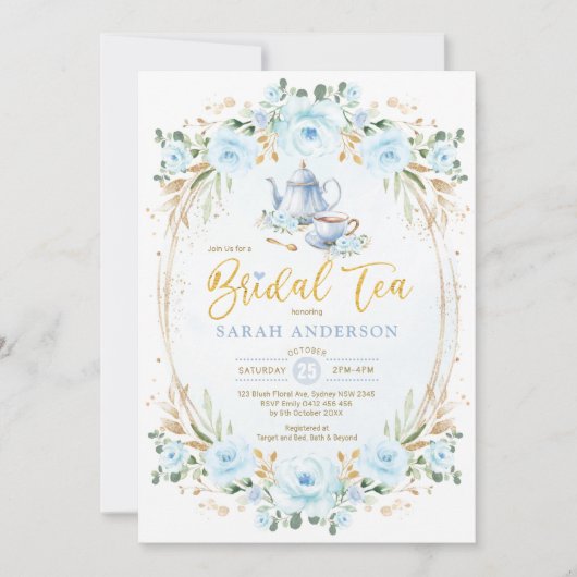 Boho Pastel Blue Flower Vrijgezellenfeest Tea Part Kaart (Voorkant)