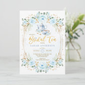 Boho Pastel Blue Flower Vrijgezellenfeest Tea Part Kaart (Staand voorkant)