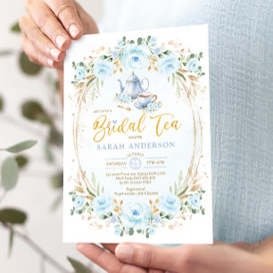 Boho Pastel Blue Flower Vrijgezellenfeest Tea Part Kaart