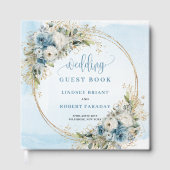 Boho Pastel Blue Flowers Gold Guest Book Gastenboek (Voorkant)