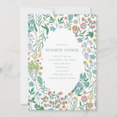 Boho Pastel Blue Wildflower Whimsy Summer Soiree Kaart (Voorkant)