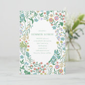 Boho Pastel Blue Wildflower Whimsy Summer Soiree Kaart (Staand voorkant)