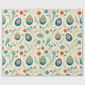 Boho Pastel Easter Eggs en Wildflowers Cadeaupapier (Vlak)