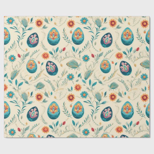 Boho Pastel Easter Eggs en Wildflowers Cadeaupapier (Vlak)