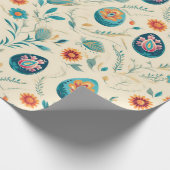 Boho Pastel Easter Eggs en Wildflowers Cadeaupapier (Hoek)