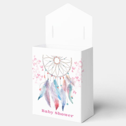 Boho Pastel Feathers Dreamweaver Girl Baby shower Bedankdoosjes (Geopend)