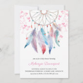 Boho Pastel Feathers Dreamweaver Girl Baby shower Kaart (Voorkant)