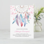 Boho Pastel Feathers Dreamweaver Girl Baby shower Kaart (Staand voorkant)