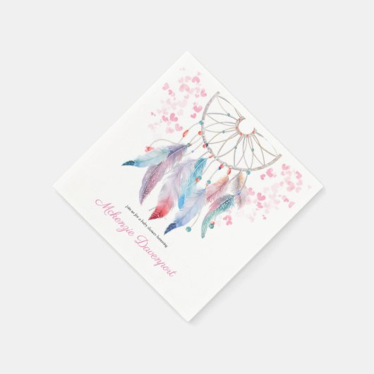 Boho Pastel Feathers Dreamweaver Girl Baby shower Servet (Hoek)