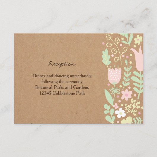 Boho Pastel Floral Wreath Rustic Wedding Informatiekaartje (Voorkant)