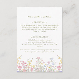 Boho Pastel flowers Elegant Calligraphy Wedding  E Informatiekaartje