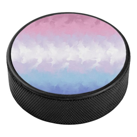 Boho Pastel Fluffy Abstract Bigender Pride Vlag Hockey Puck (3/4)