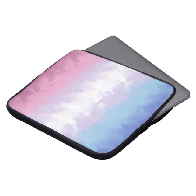 Boho Pastel Fluffy Abstract Bigender Pride Vlag Laptop Sleeve (Voorkant top)