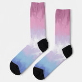 Boho Pastel Fluffy Abstract Bigender Pride Vlag Sokken (Links)