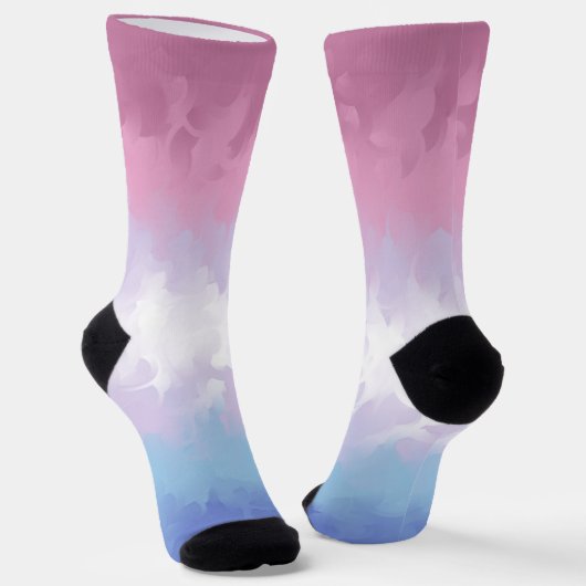 Boho Pastel Fluffy Abstract Bigender Pride Vlag Sokken (Gebogen)