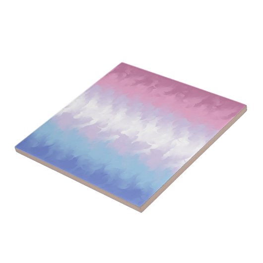 Boho Pastel Fluffy Abstract Bigender Pride Vlag Tegeltje (Zijkant)
