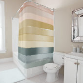 Boho Pastel Gestreepte Gradiënt Minimalistische Wa Douchegordijn (In situ)