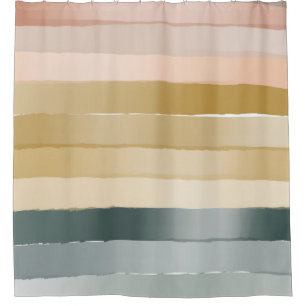 Boho Pastel Gestreepte Gradiënt Minimalistische Wa Douchegordijn